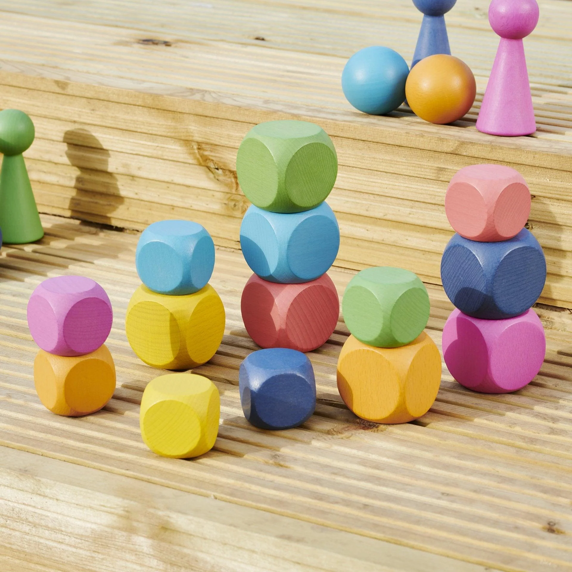 Rainbow Wooden Cubes - Image 3