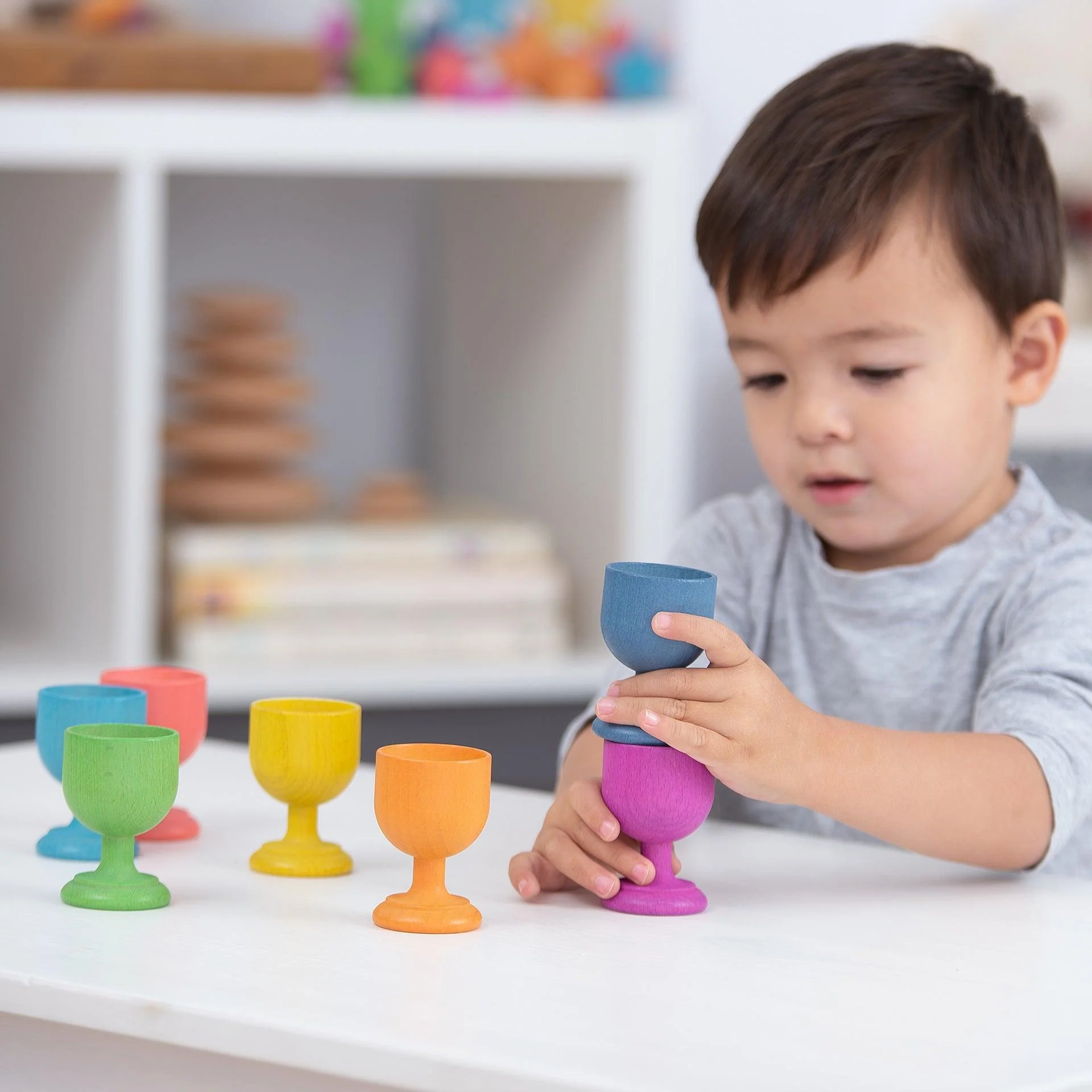 Rainbow Wooden Egg Cups - Image 2