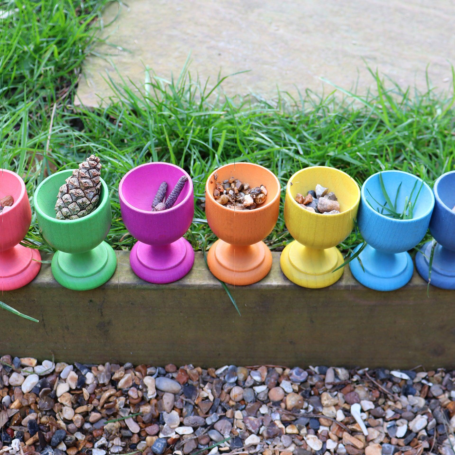 Rainbow Wooden Egg Cups - Image 6