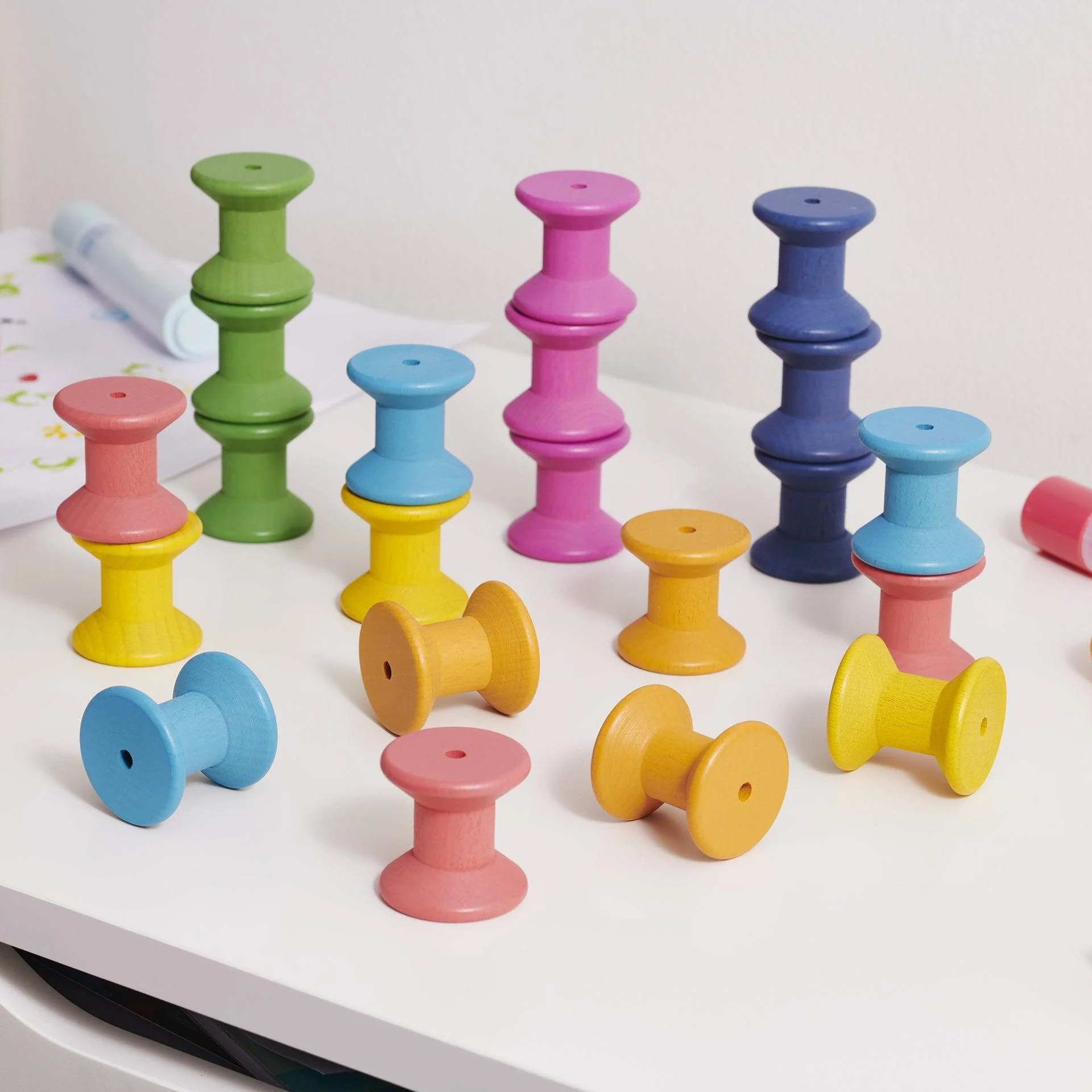 Rainbow Wooden Spools - Image 3
