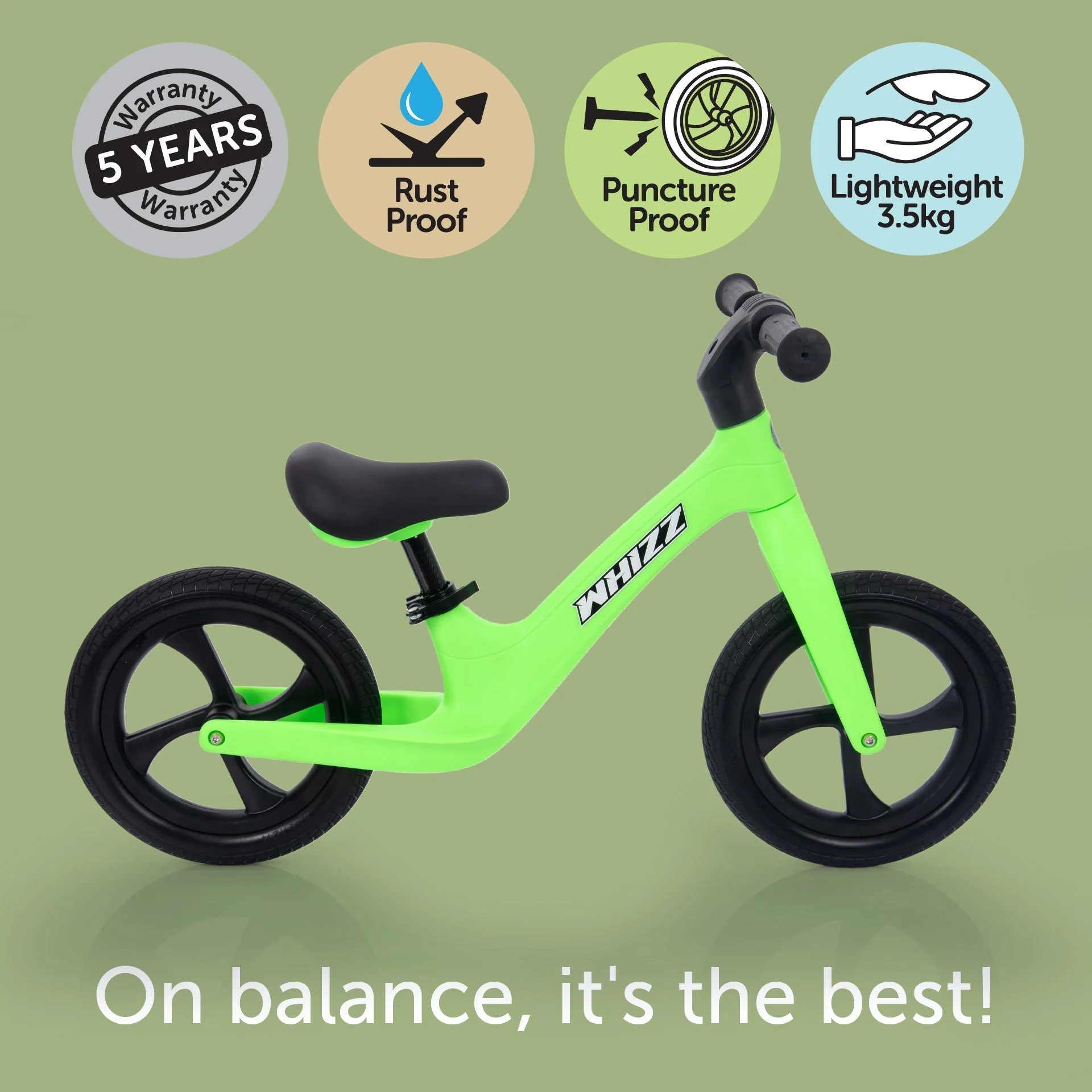 Whizz Balance Bike - Green - Image 2