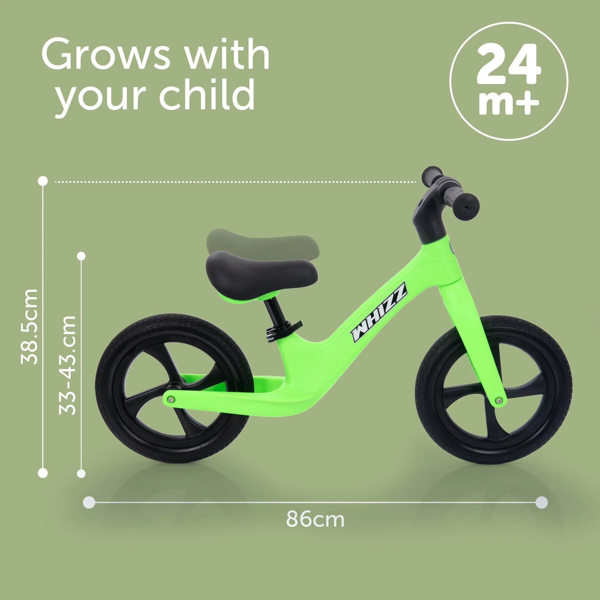 Whizz Balance Bike - Green - Image 4