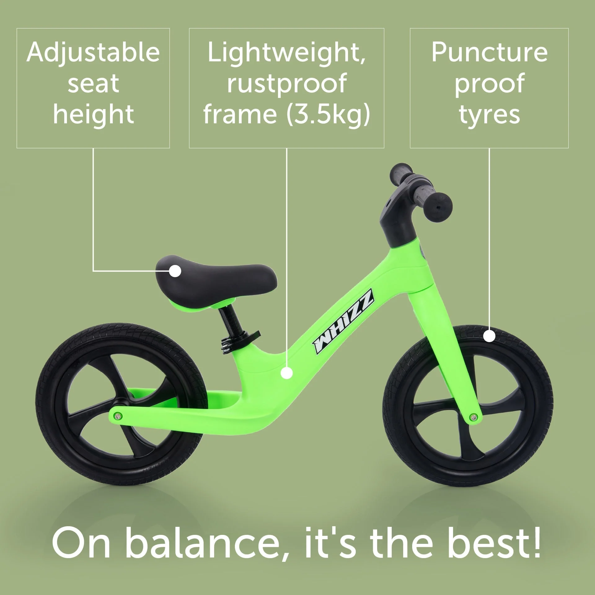 Whizz Balance Bike - Green - Image 5