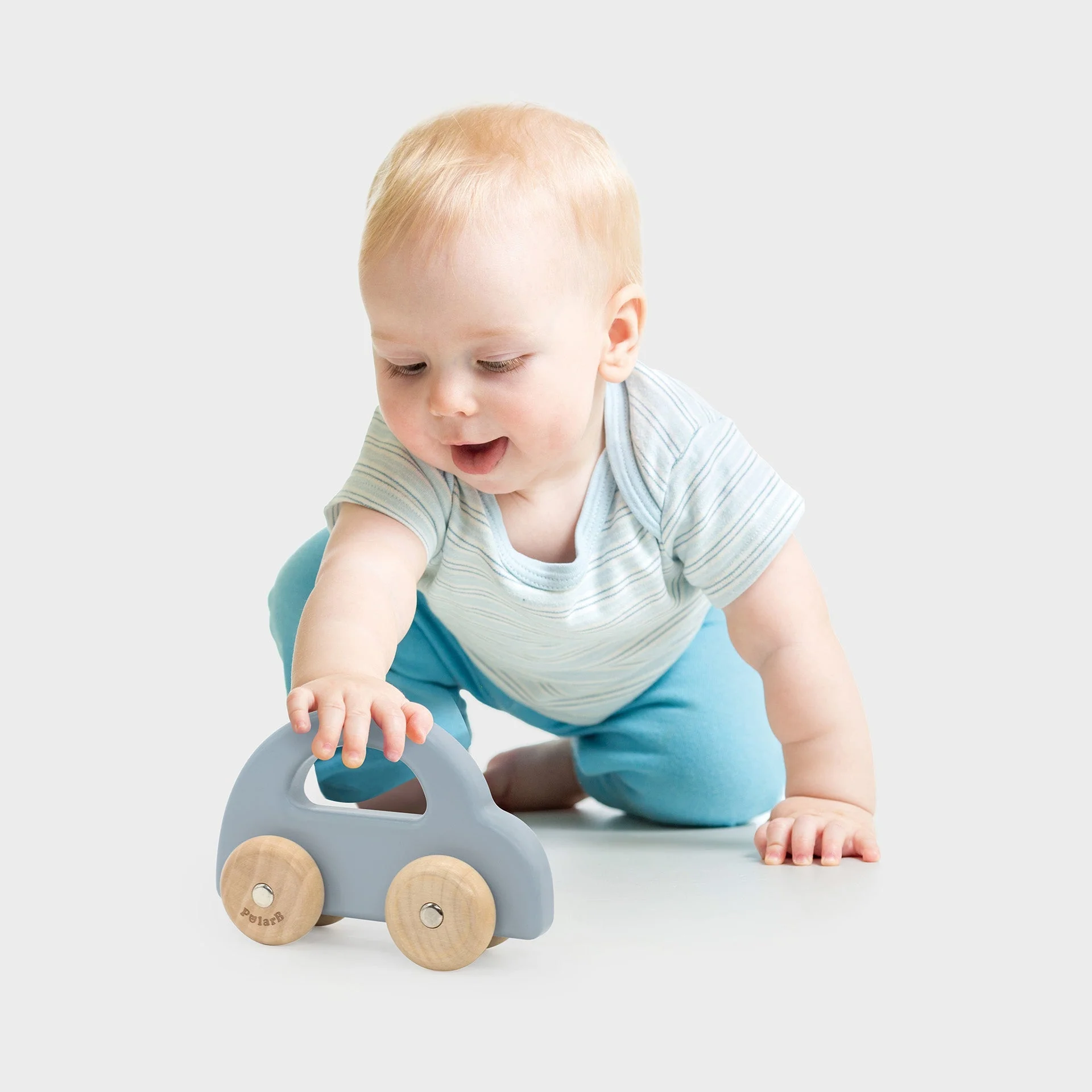 Wooden Car Blue - Image 3